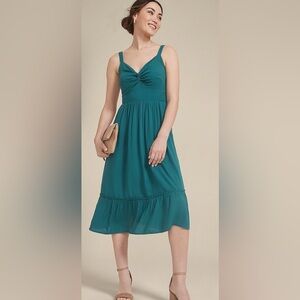 Maurices Bare Front Knot V Neck Midi Dress Large